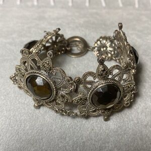Vintage Sterling Silver Victorian Goth Bracelet 7” 925 Goth